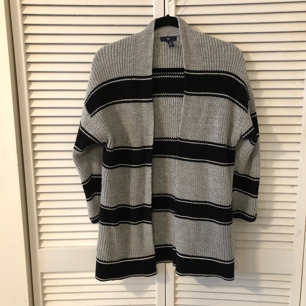 Gap Black Stripe Open Cardigan